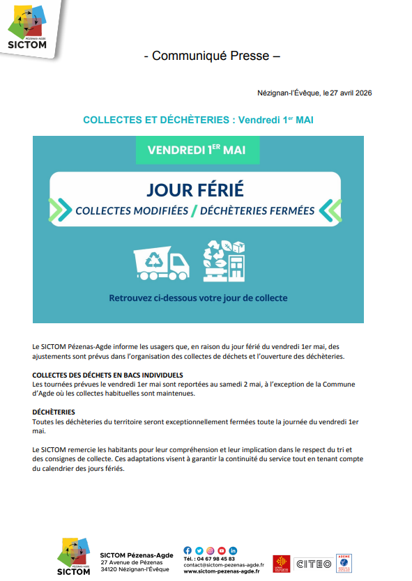 Sictom collecte 1ermai26